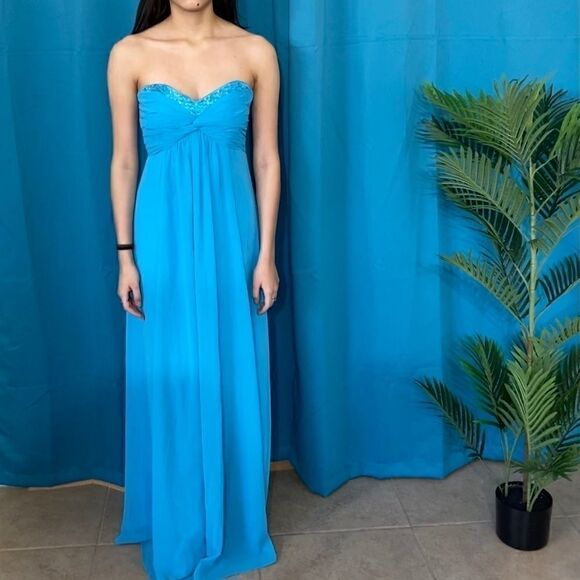 David’s Bridal turquoise formal dress. - Picture 2 of 7